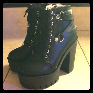 Goth heeled booties